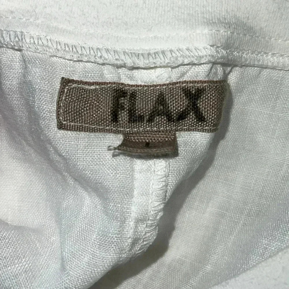 FLAX Women’s White 100% Linen Scoop Neck Pullover Top Tunic Large - Picture 9 of 14